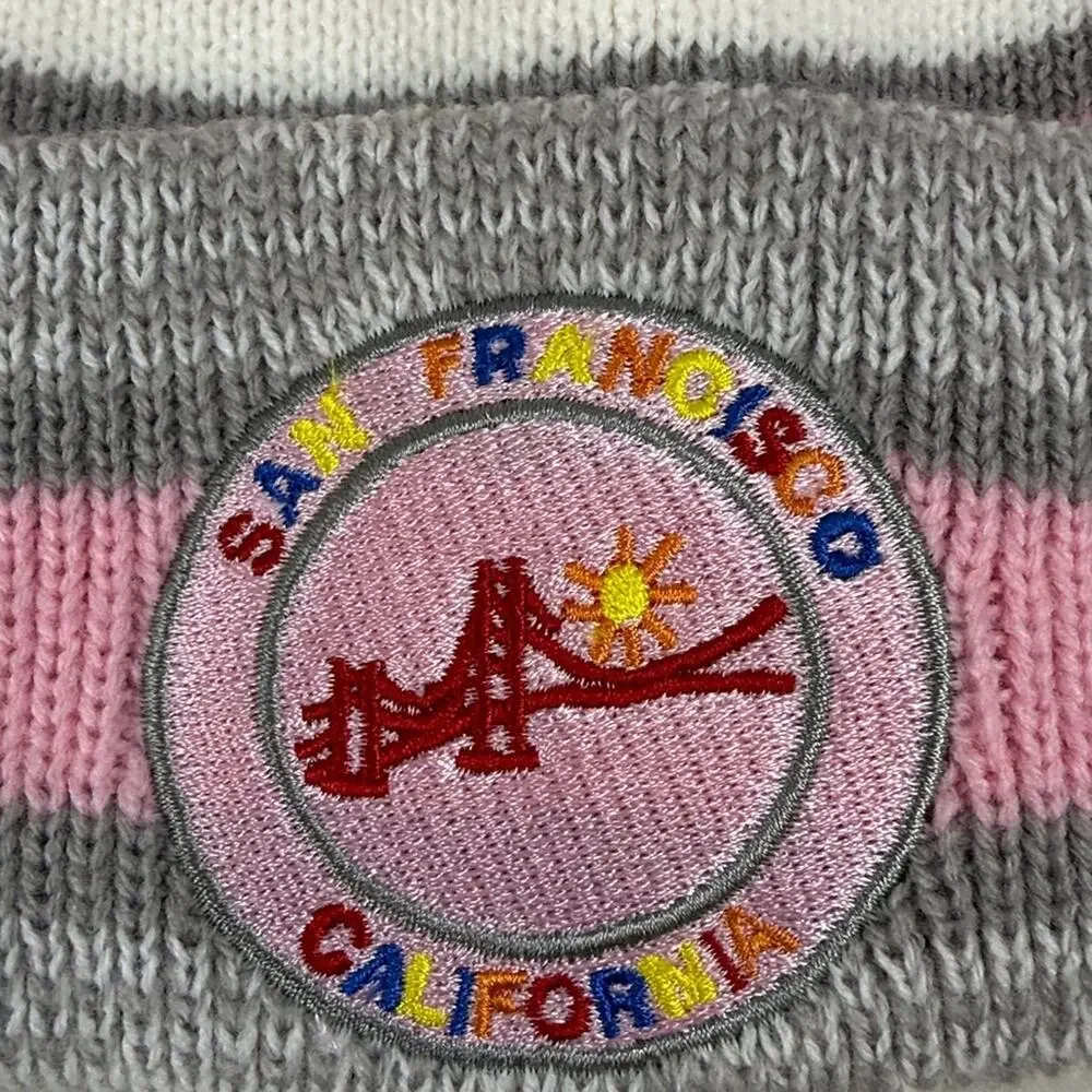 NWT! San Francisco California The Wharf Kids Striped Pom-Pom Beanie
